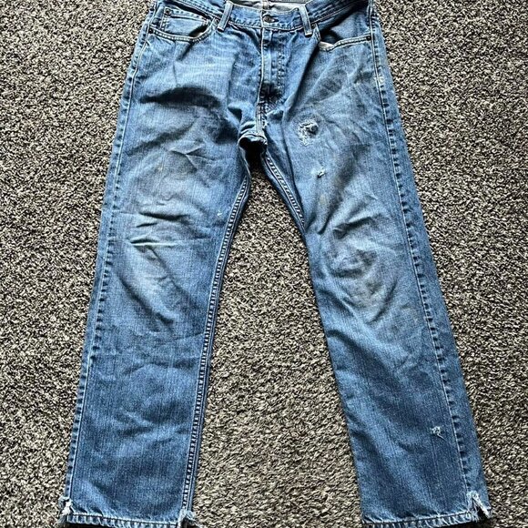 Levis 505 Straight Fit Denim Jeans Mens 34x32 100% Cotton Pants - Picture 1 of 8